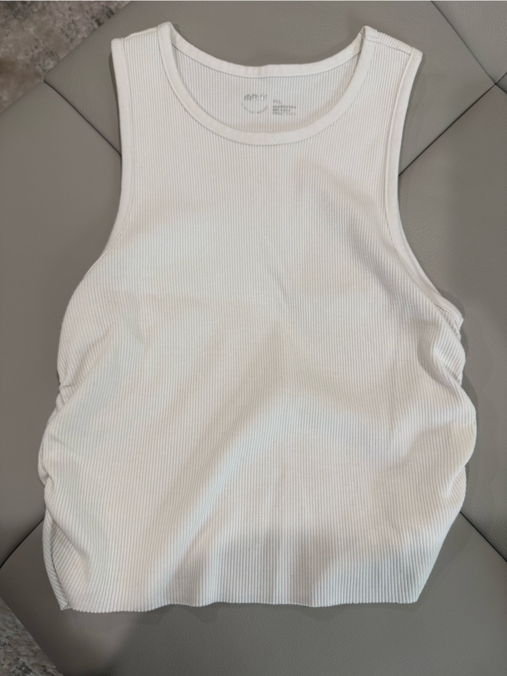 aerie White Ribbed cropped tank top with ruched sides
